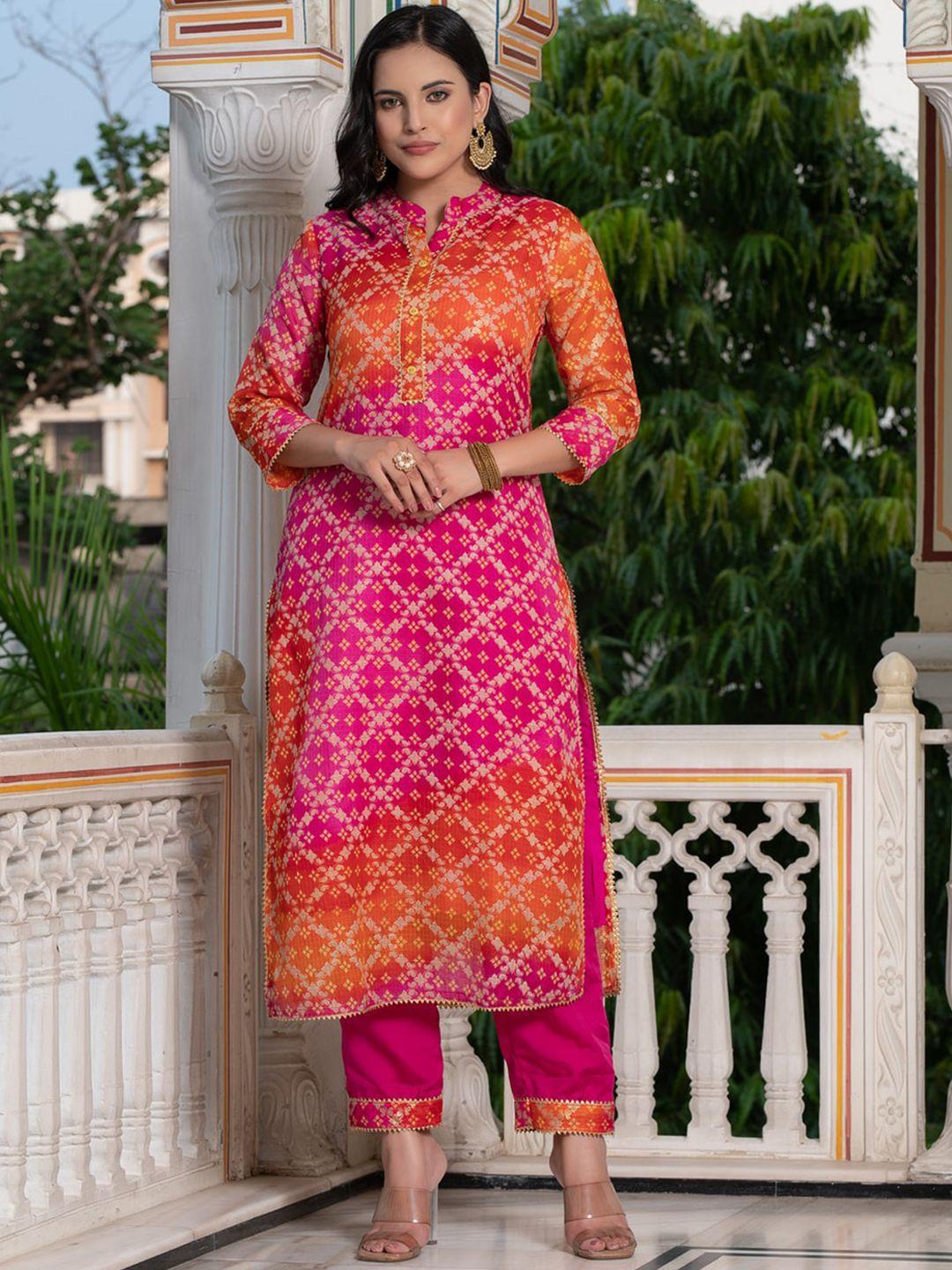 indi inside ethnic motifs printed gotta patti kurta