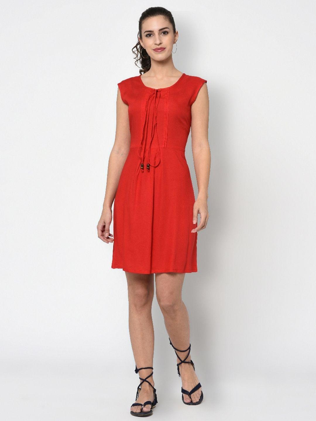 indi inside extended sleeves tie-up neck a-line dress