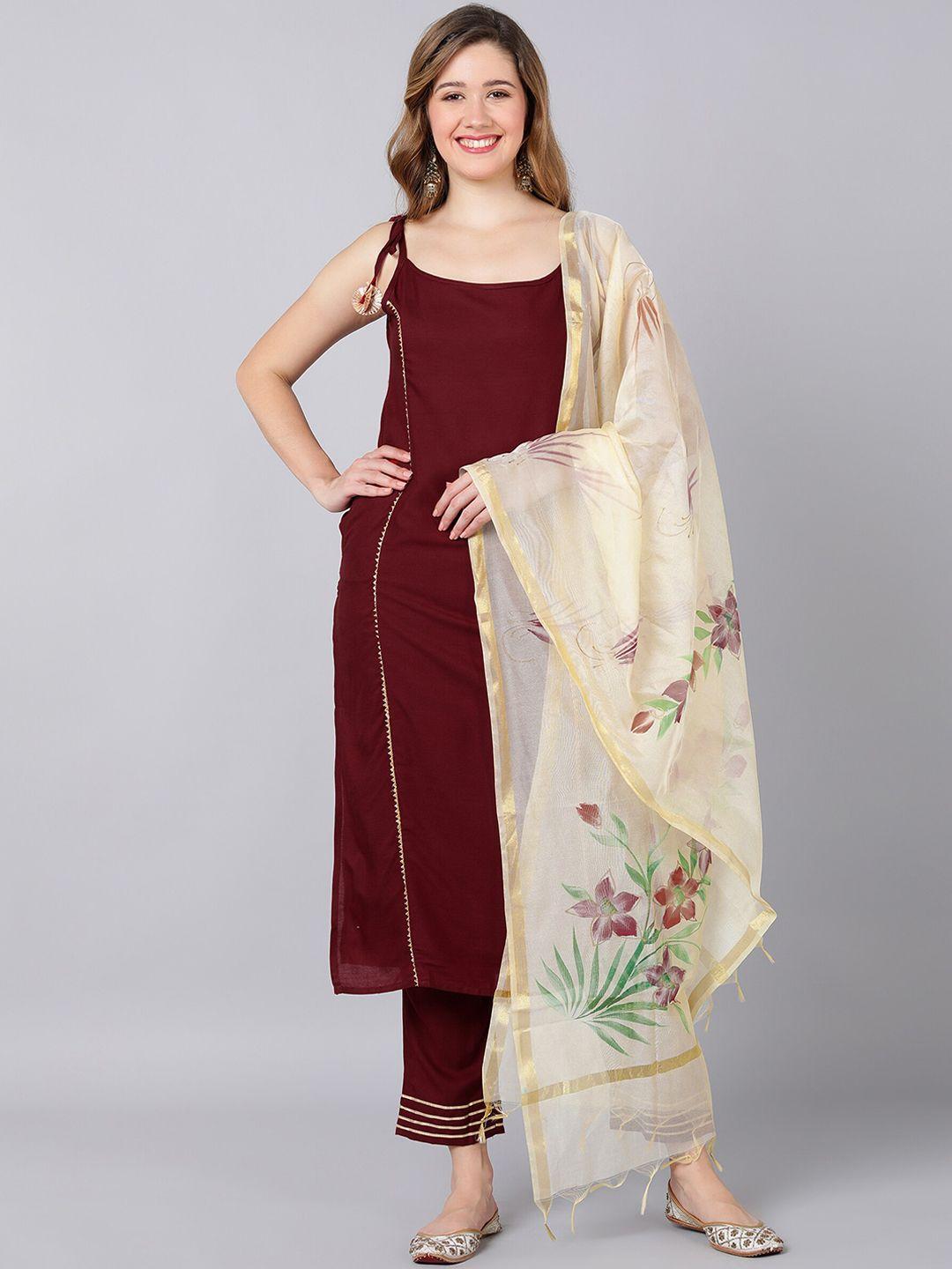 indi inside gotta patti kurta with trousers & with dupatta