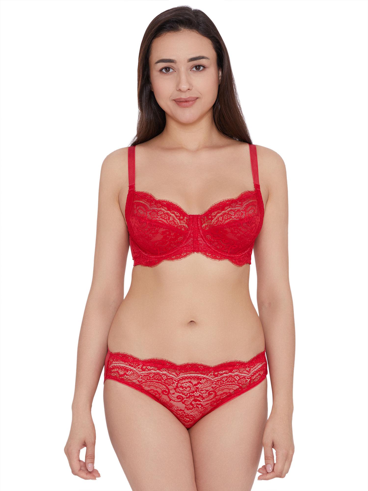 india exclusive lace collection low waist bikini panty red