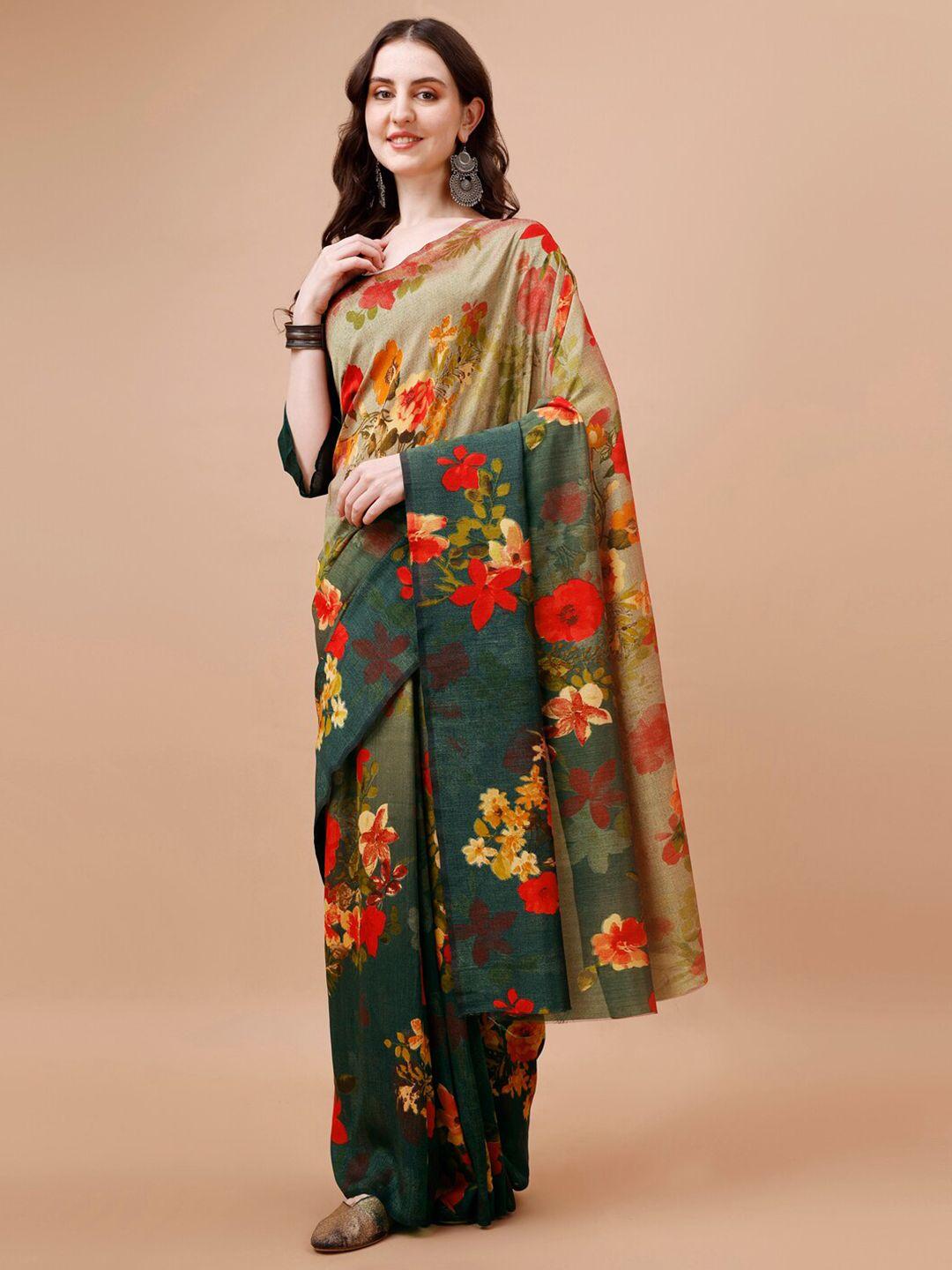 indian floral printed saree