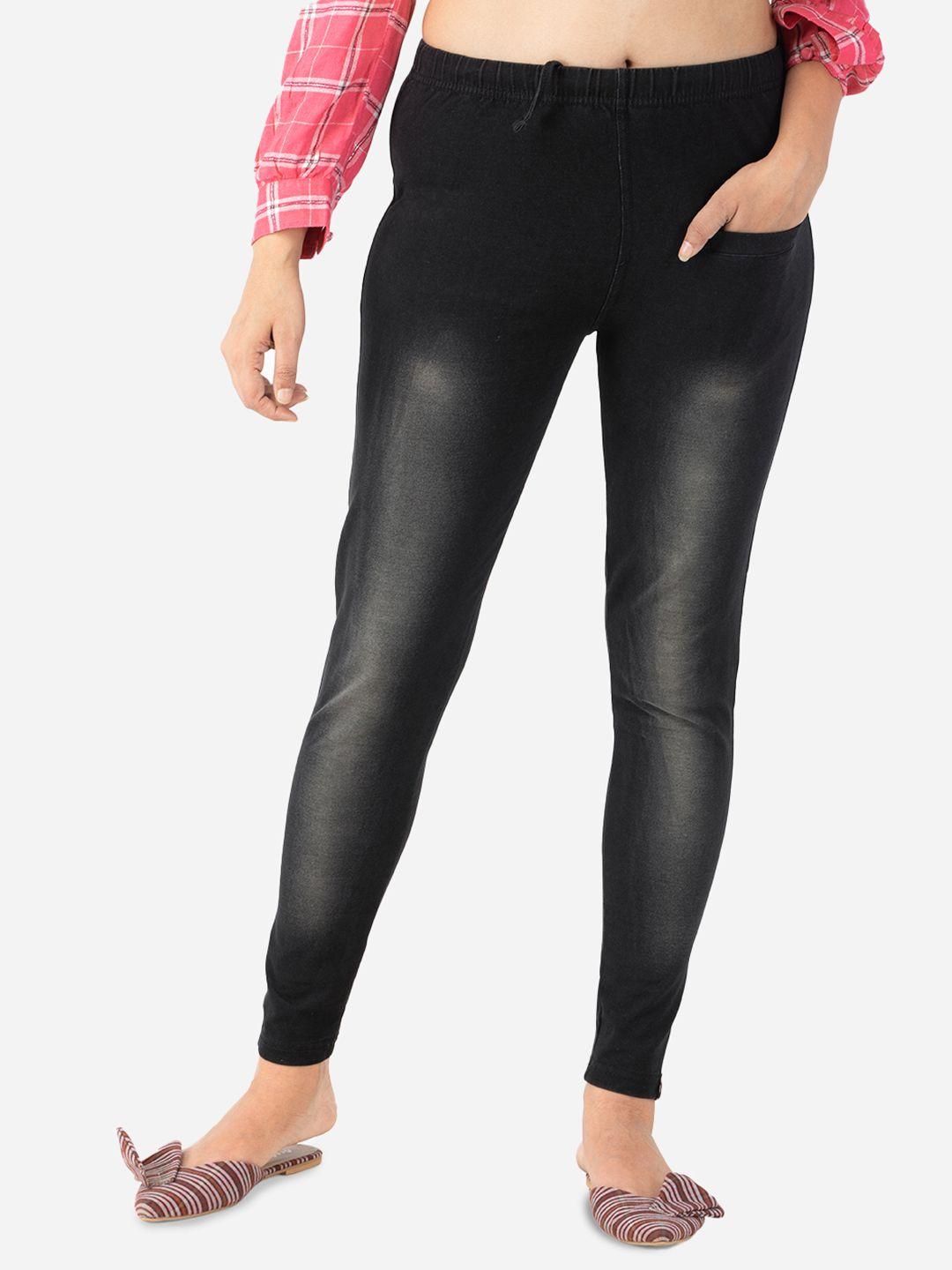 indian flower women skinny fit washed jeggings