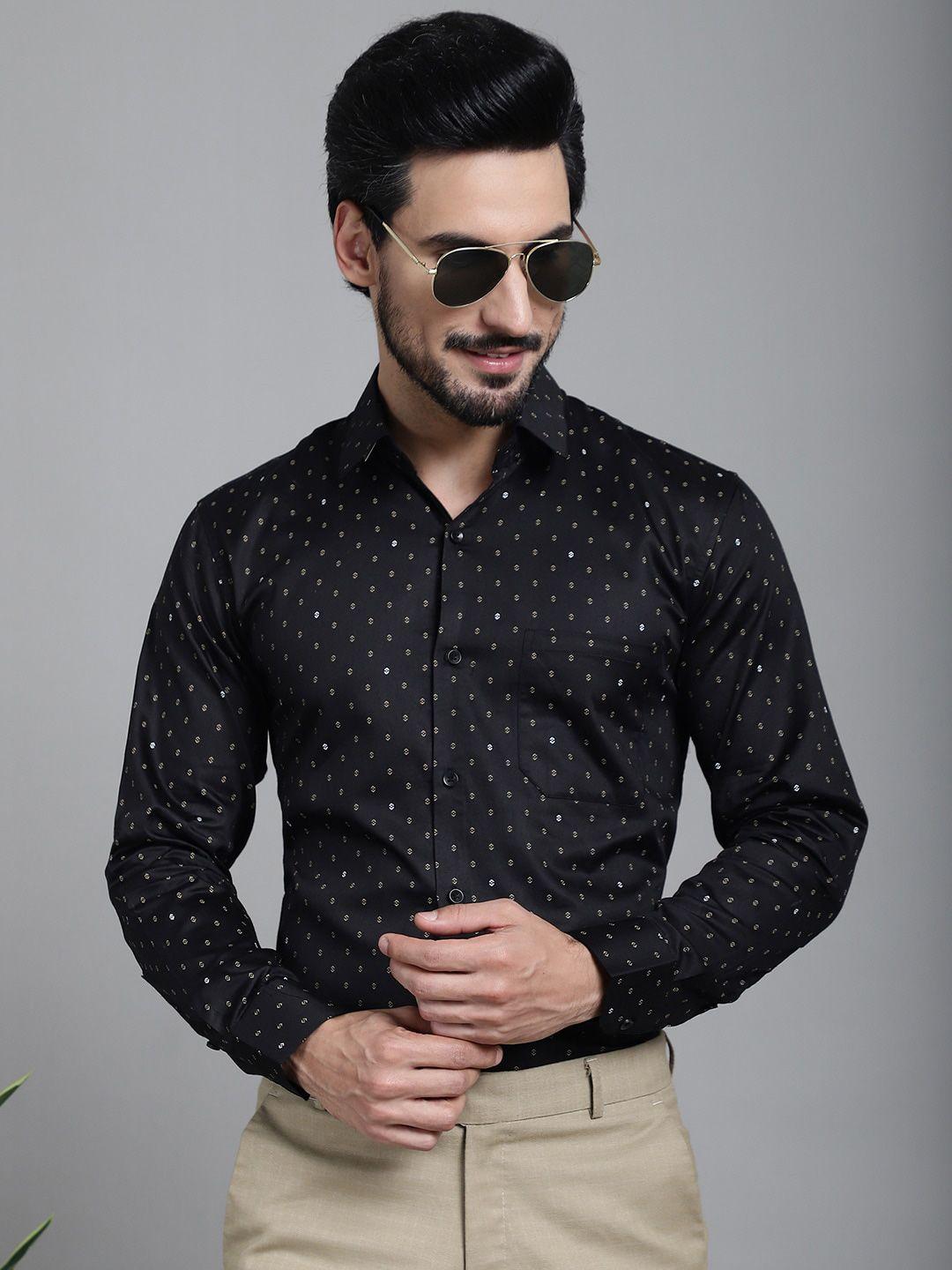 indian needle classic conversational printed pure cotton formal shirt