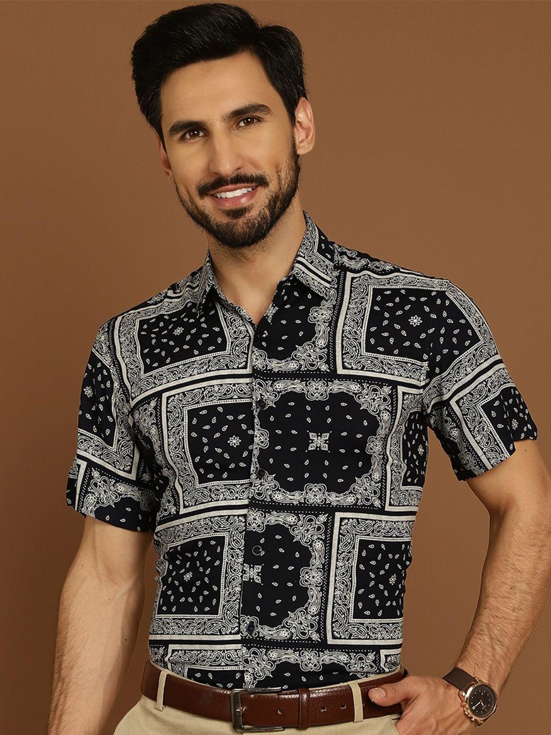 indian needle classic opaque printed casual shirt
