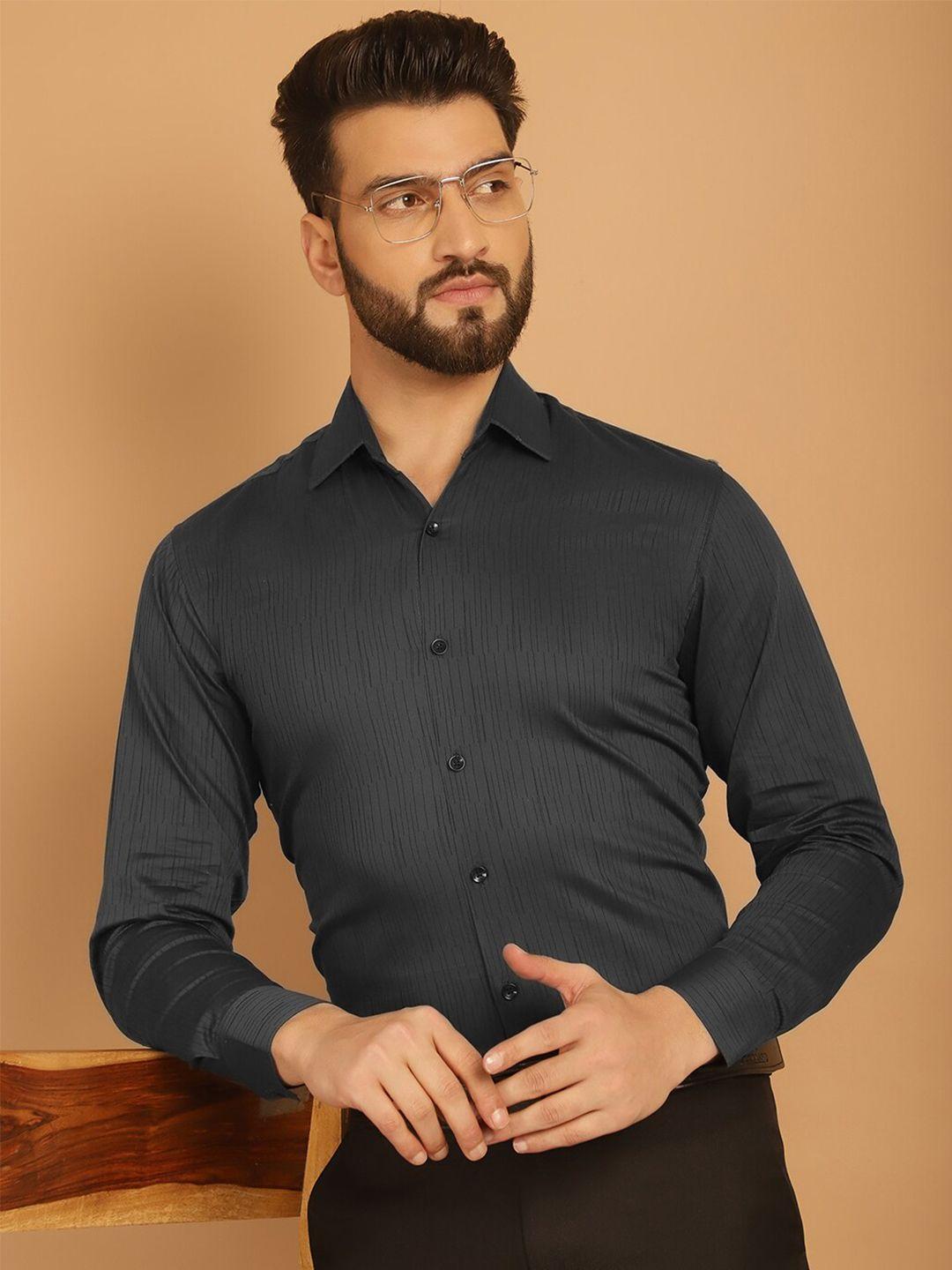indian needle men classic opaque striped formal shirt