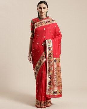 indian pattern traditional zari saree