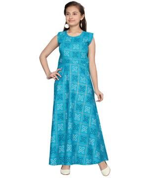 indian print a-line dress