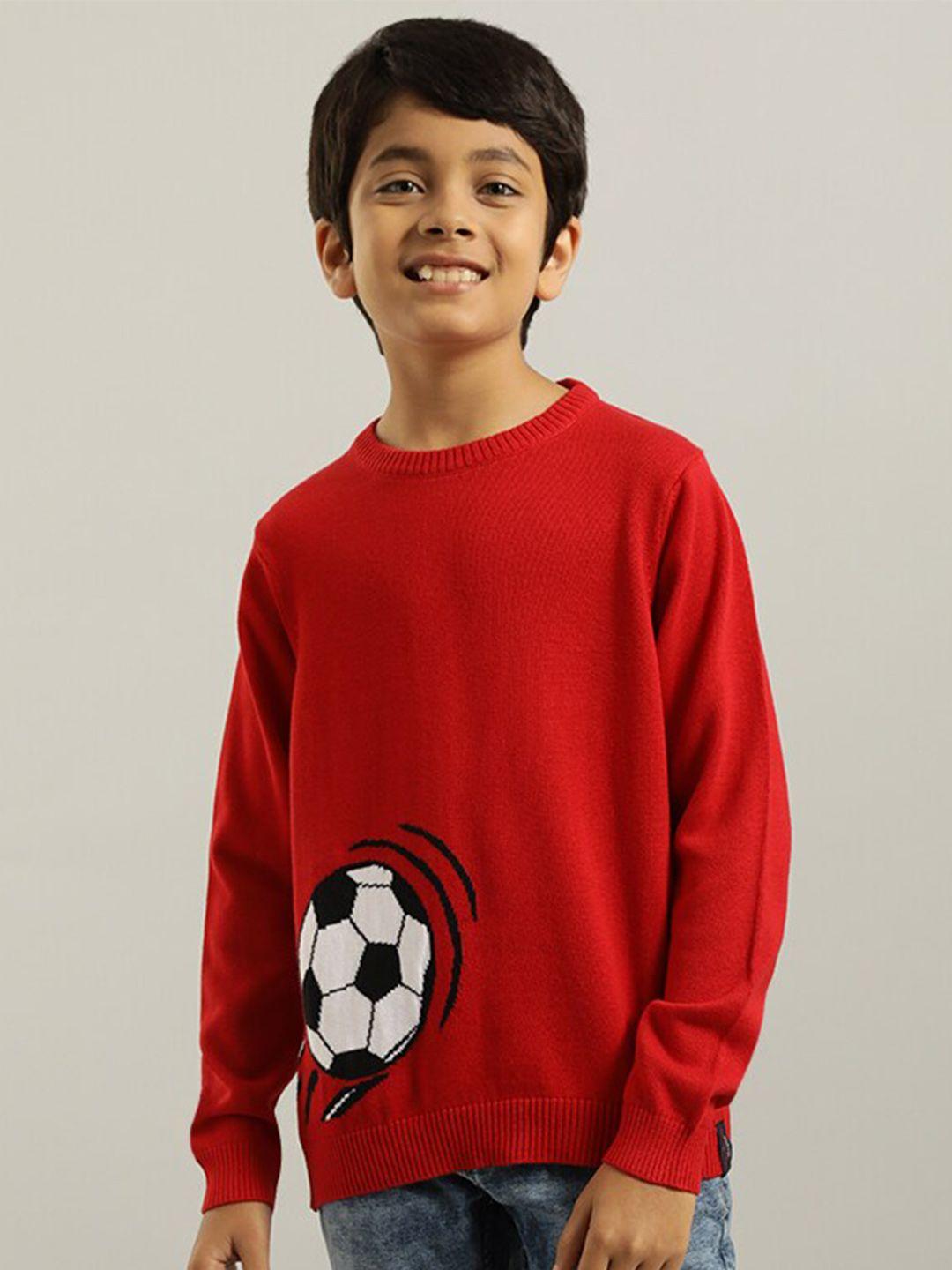 indian terrain boys graphic printed pure cotton pullover sweater