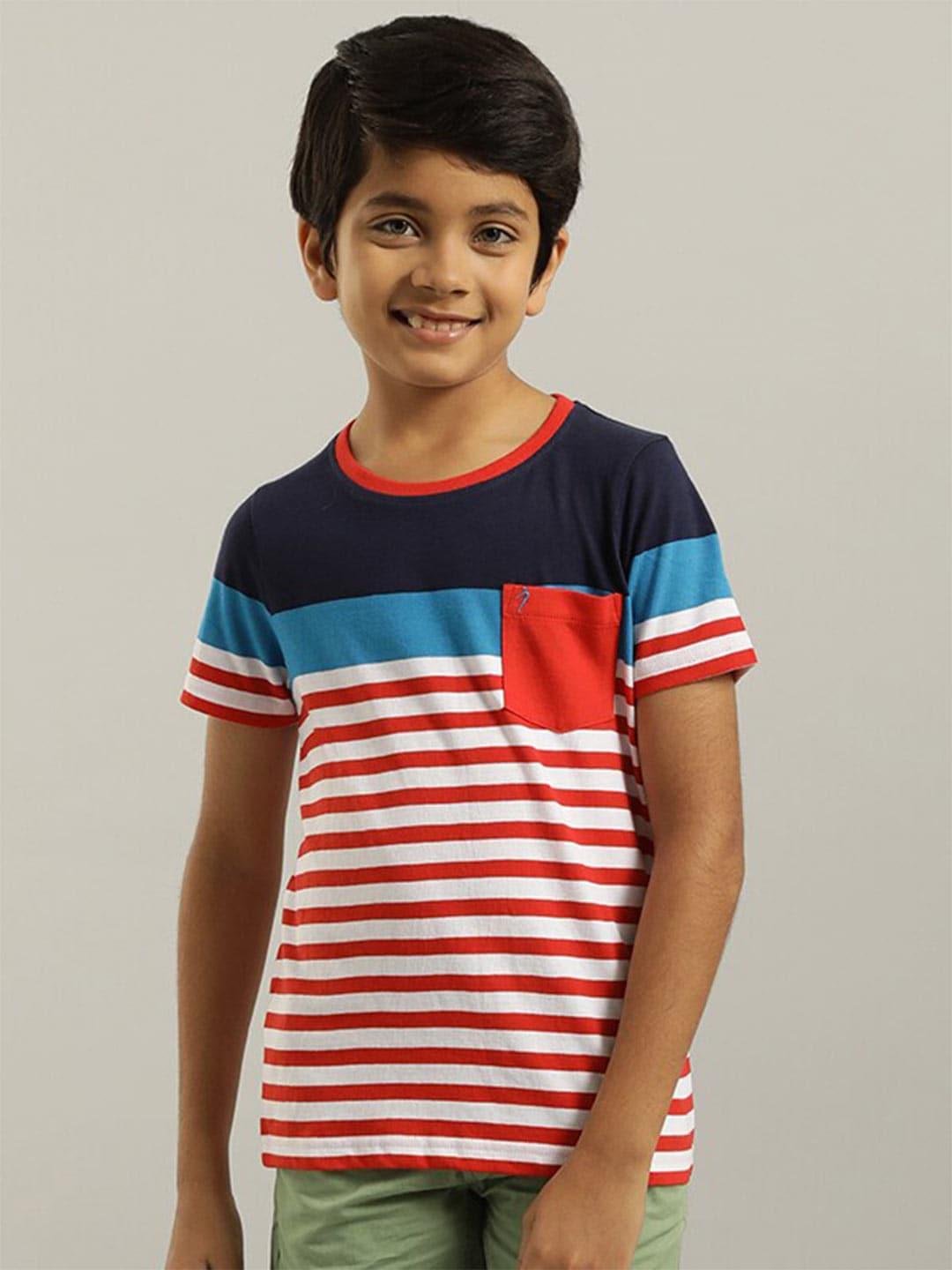 indian terrain boys red striped pockets t-shirt