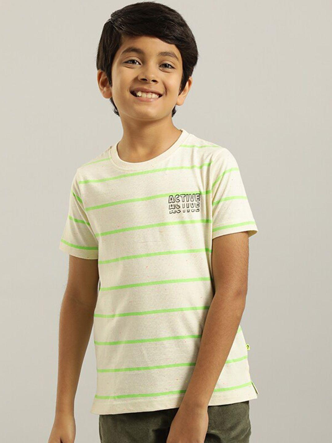 indian terrain boys white striped extended sleeves pockets t-shirt