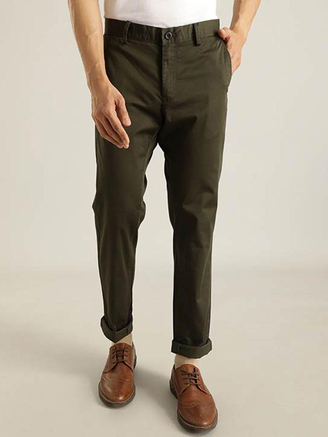 indian terrain men brooklyn slim fit cotton chinos trousers