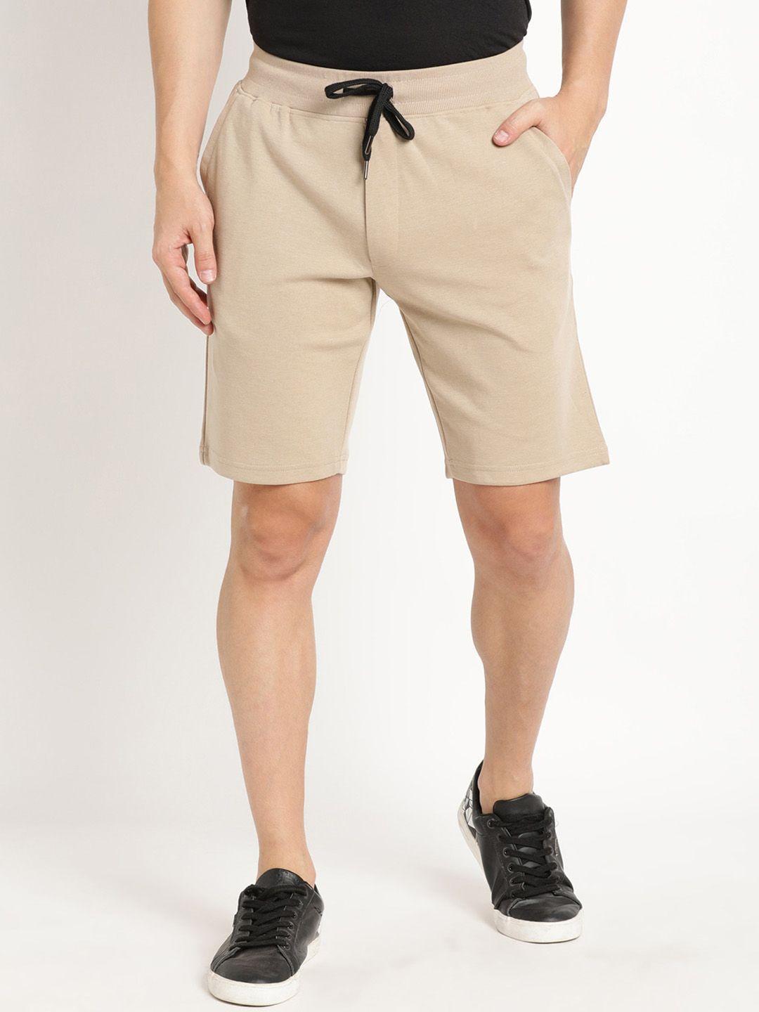 indian terrain men pure cotton slim fit mid-rise shorts
