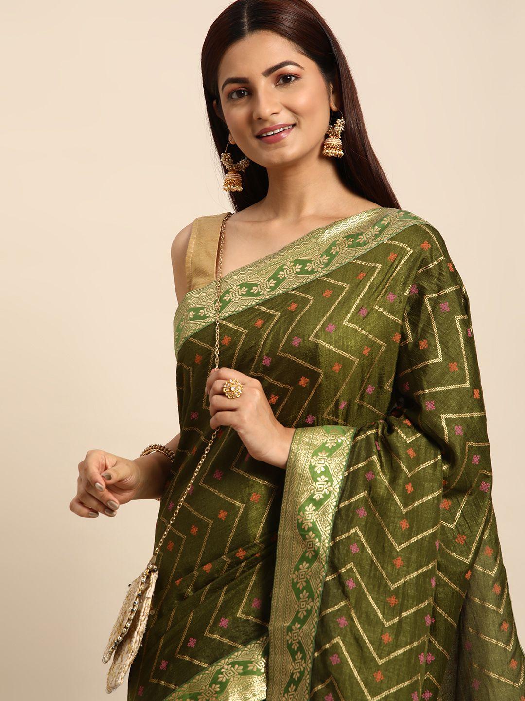 indian women printed silk blend saree