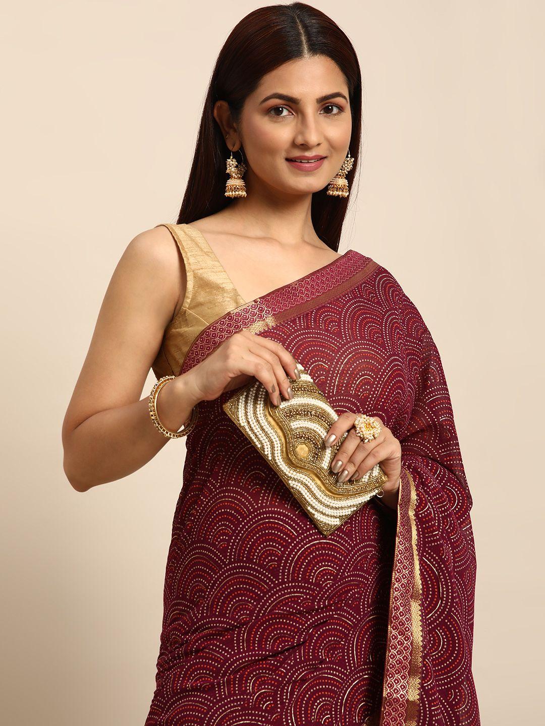 indian women printed silk blend saree