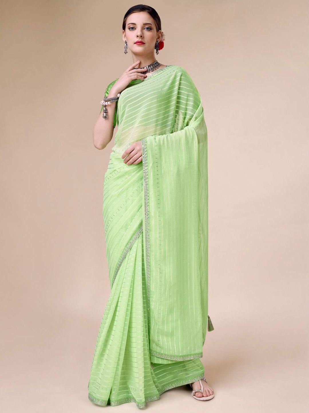 indian women striped embroidered saree