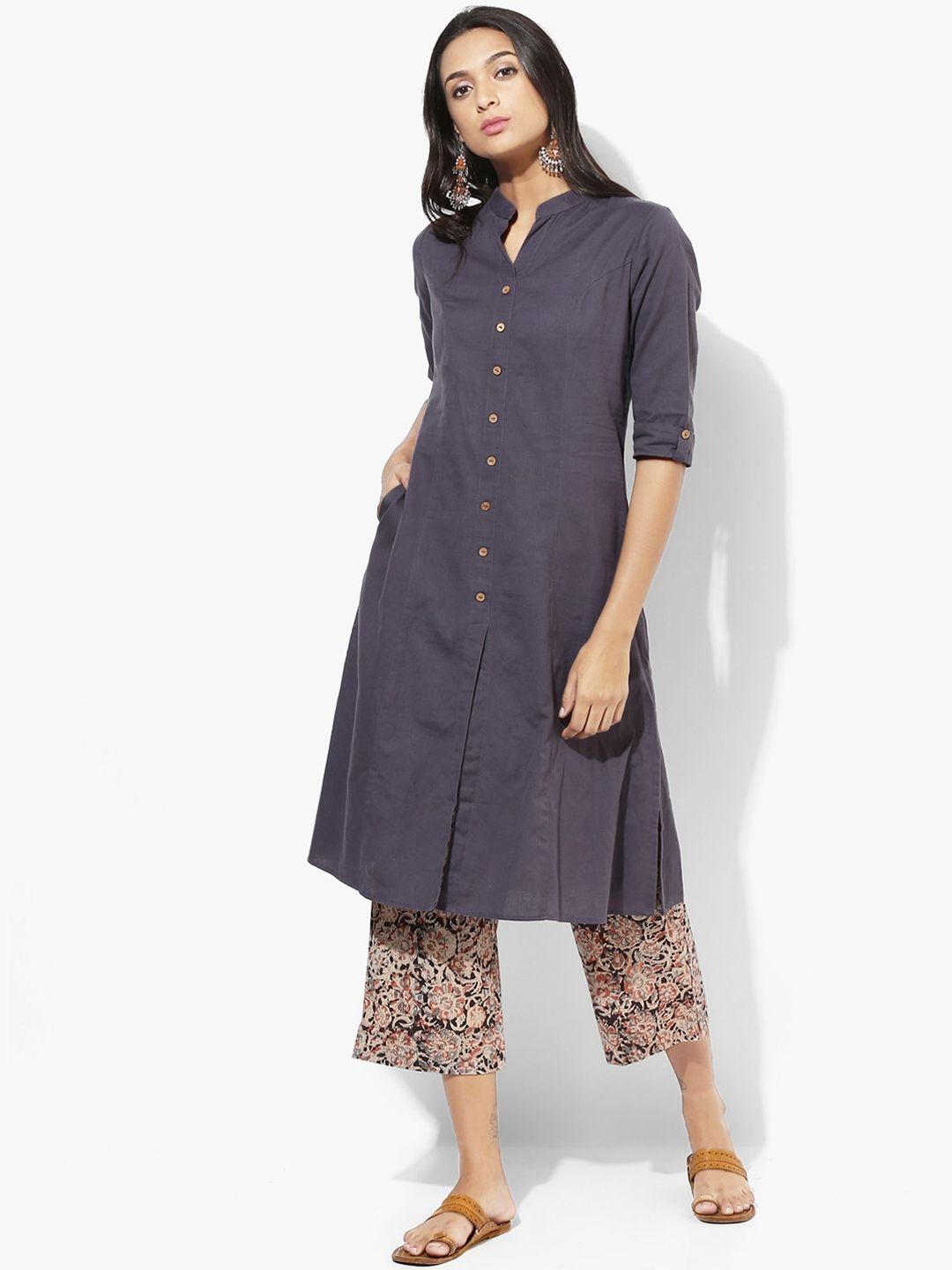 indian dobby women grey  pocket kurta