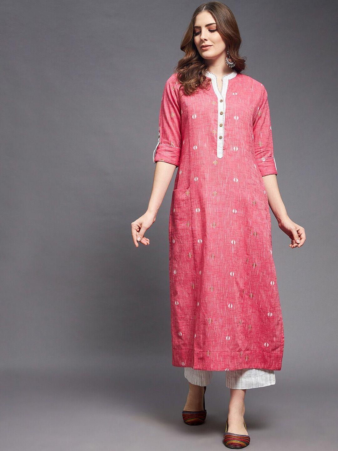 indian dobby women pink pure cotton kurta with palazzos