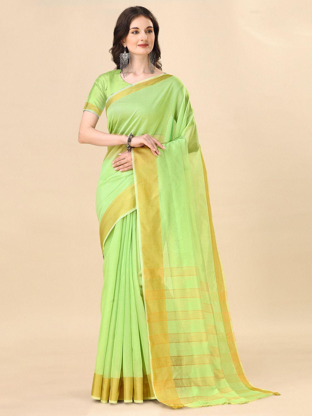 indian fashionista green & gold-toned art silk ikat saree