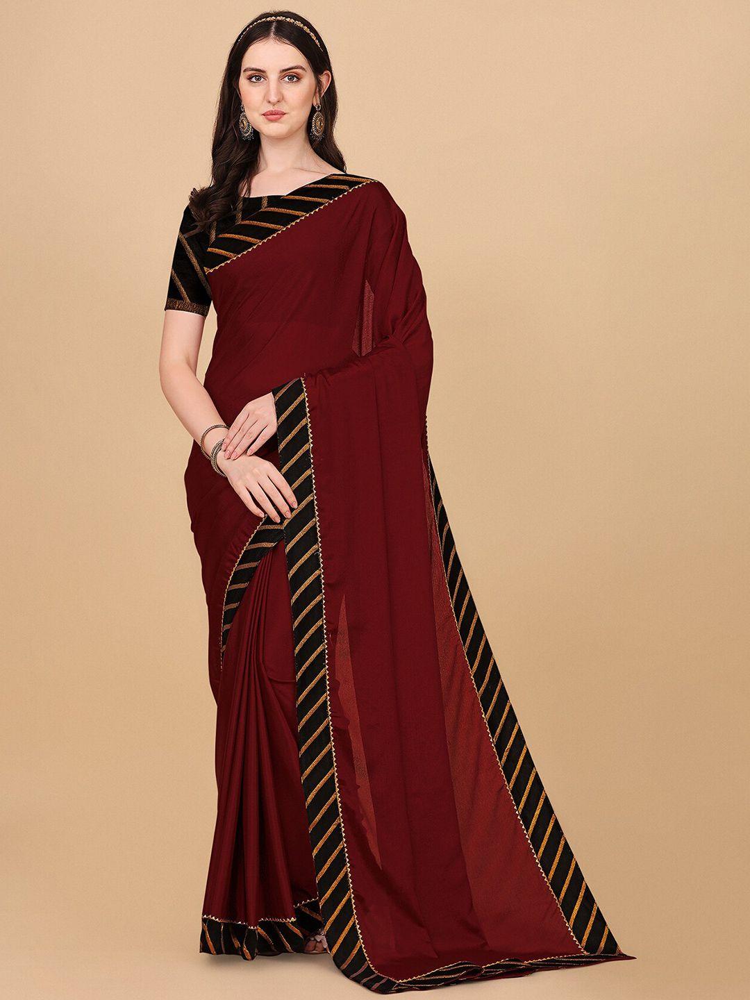 indian fashionista maroon chikankari satin baluchari saree