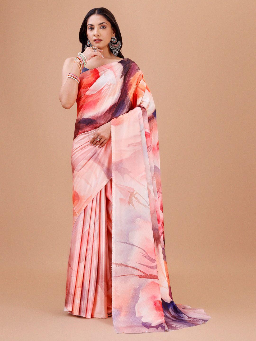 indian fashionista pink & grey silk blend saree
