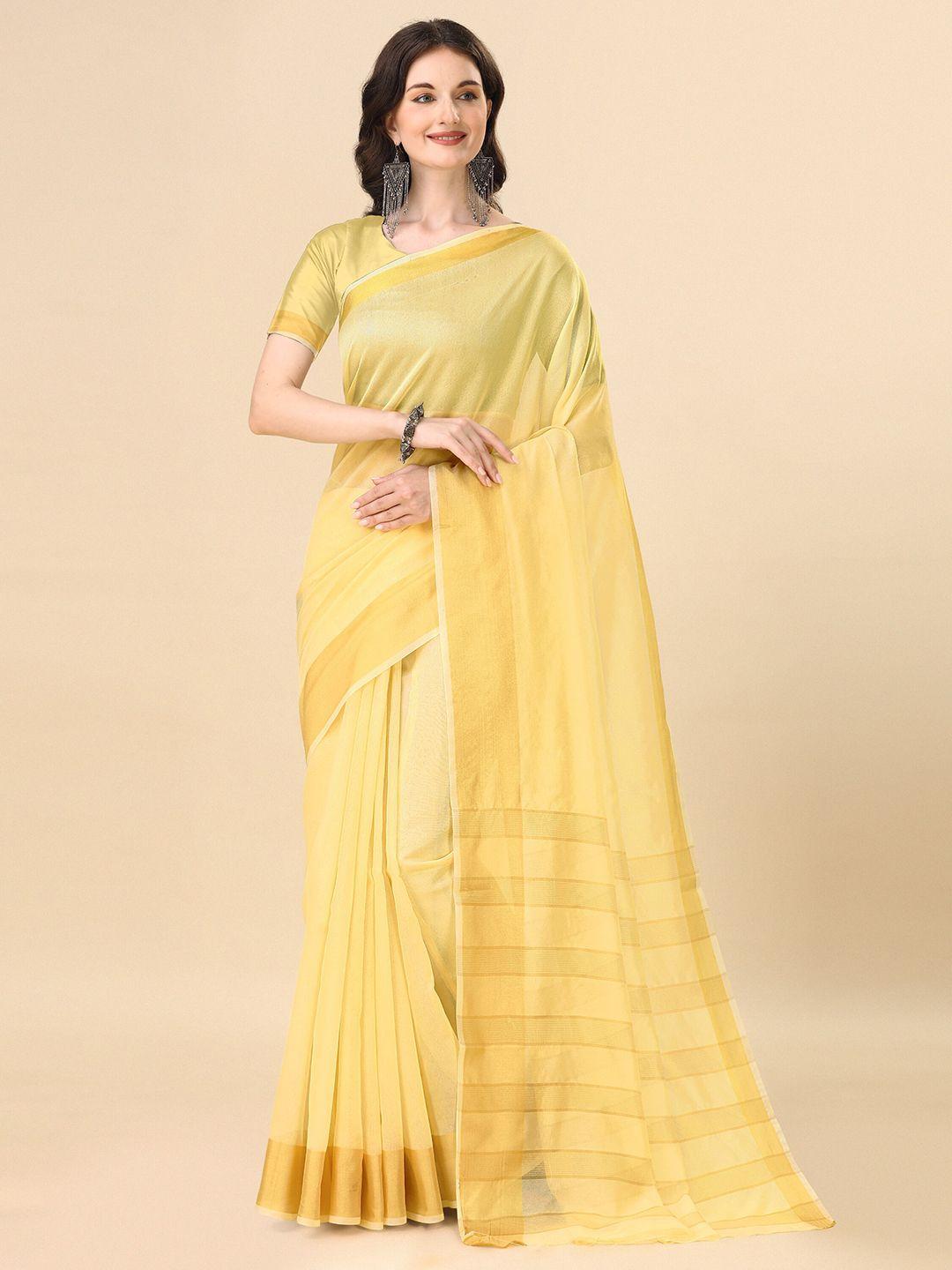 indian fashionista yellow art silk ikat saree