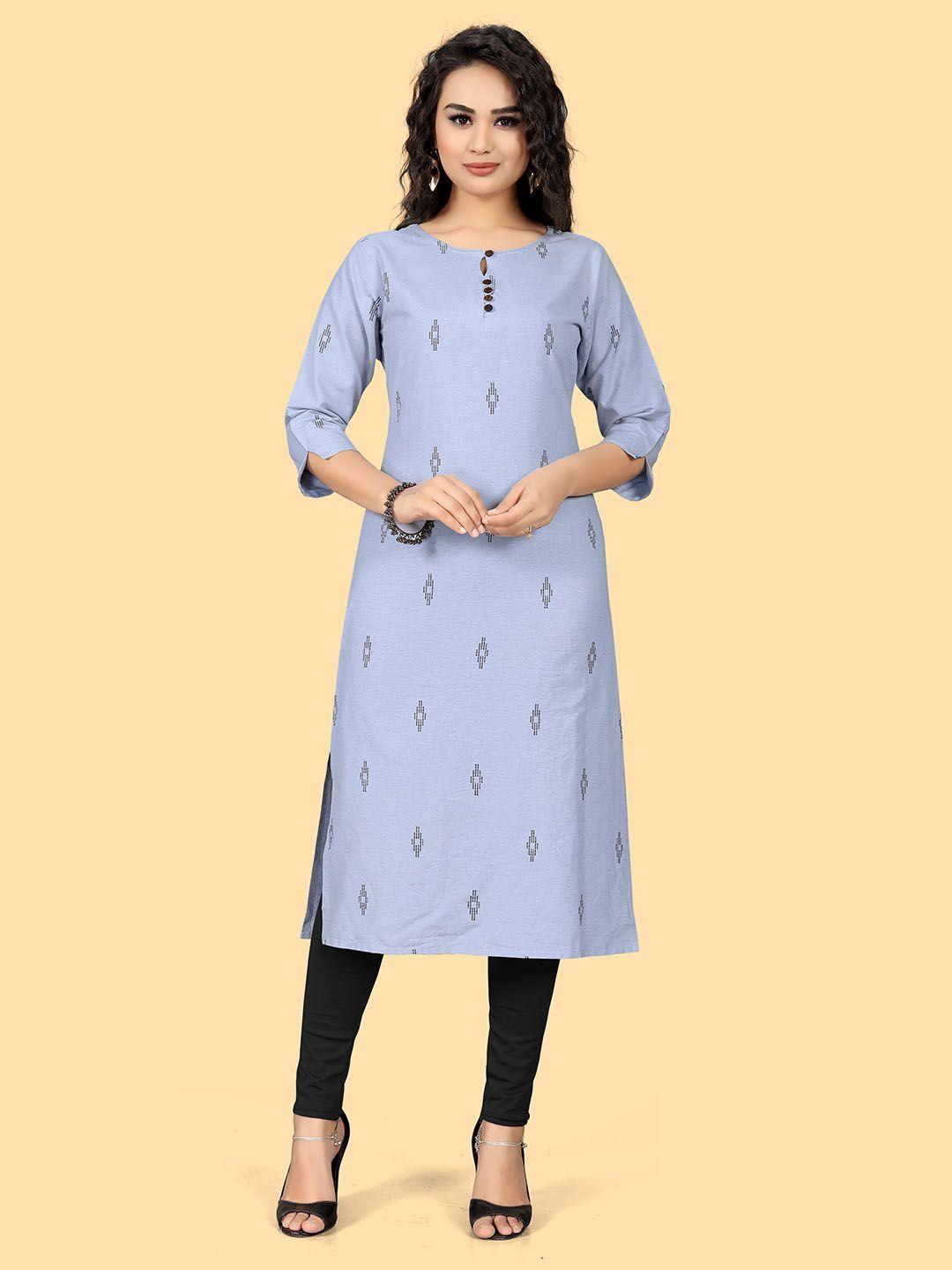 indian geometric printed pure cotton straight kurta