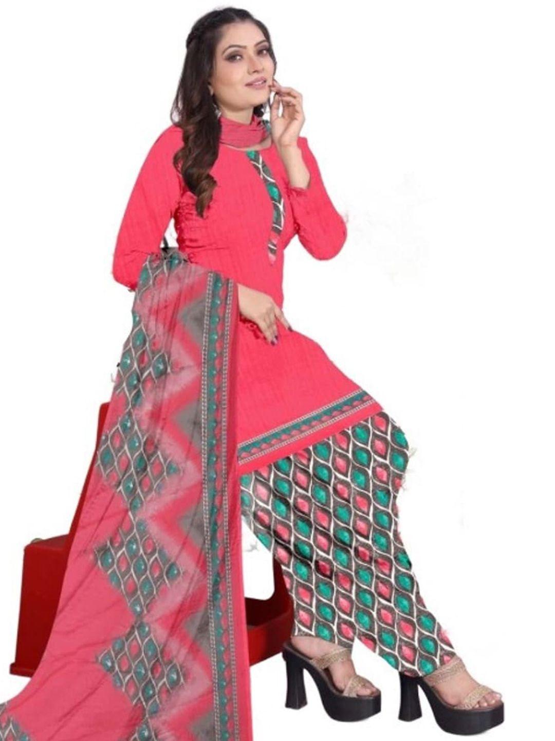 indian heritage printed silk crepe unstitched dress material