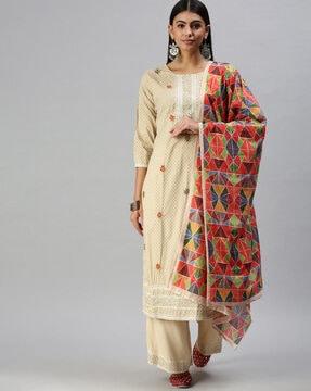 indian kurta & palazzo set with dupatta