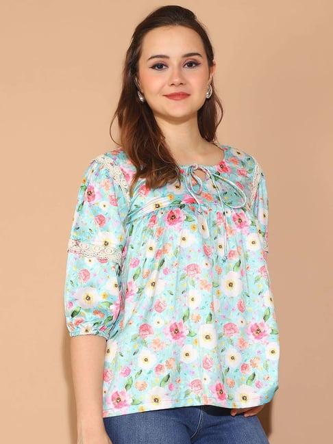 indian needle blue printed top