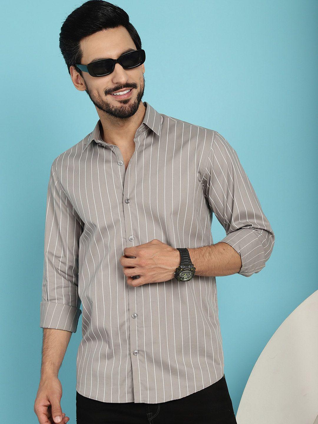 indian needle classic cotton striped casual shirt