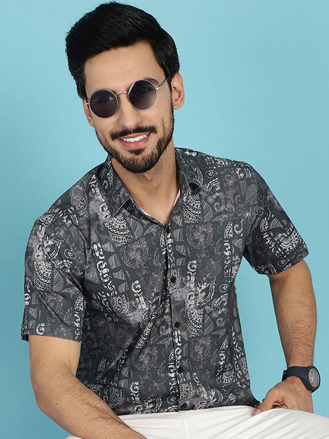 indian needle classic ethnic printed cotton casual shirt