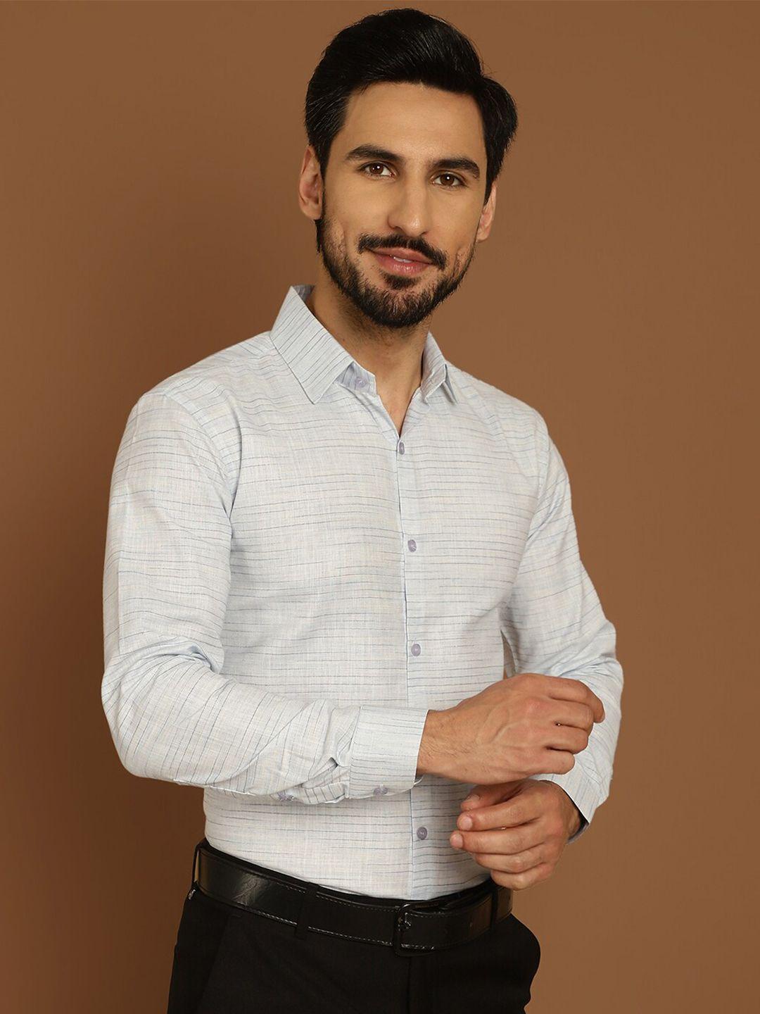indian needle classic regular fit striped cotton formal shirt