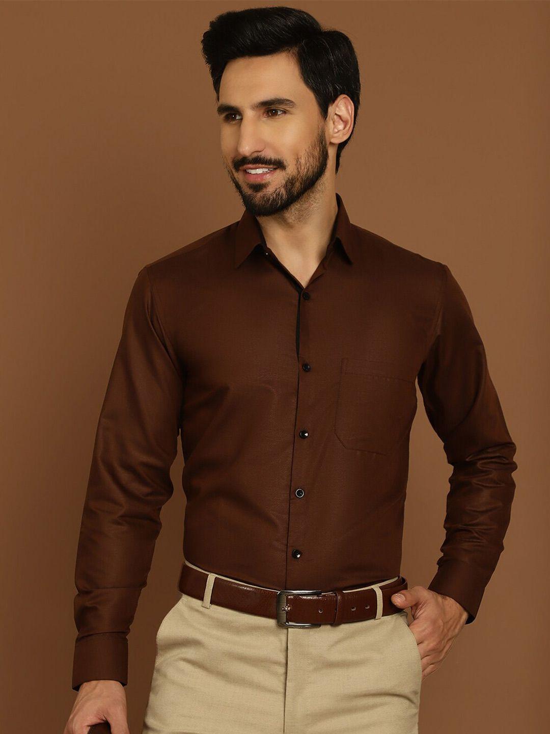 indian needle cotton curved regular fit formal shirt
