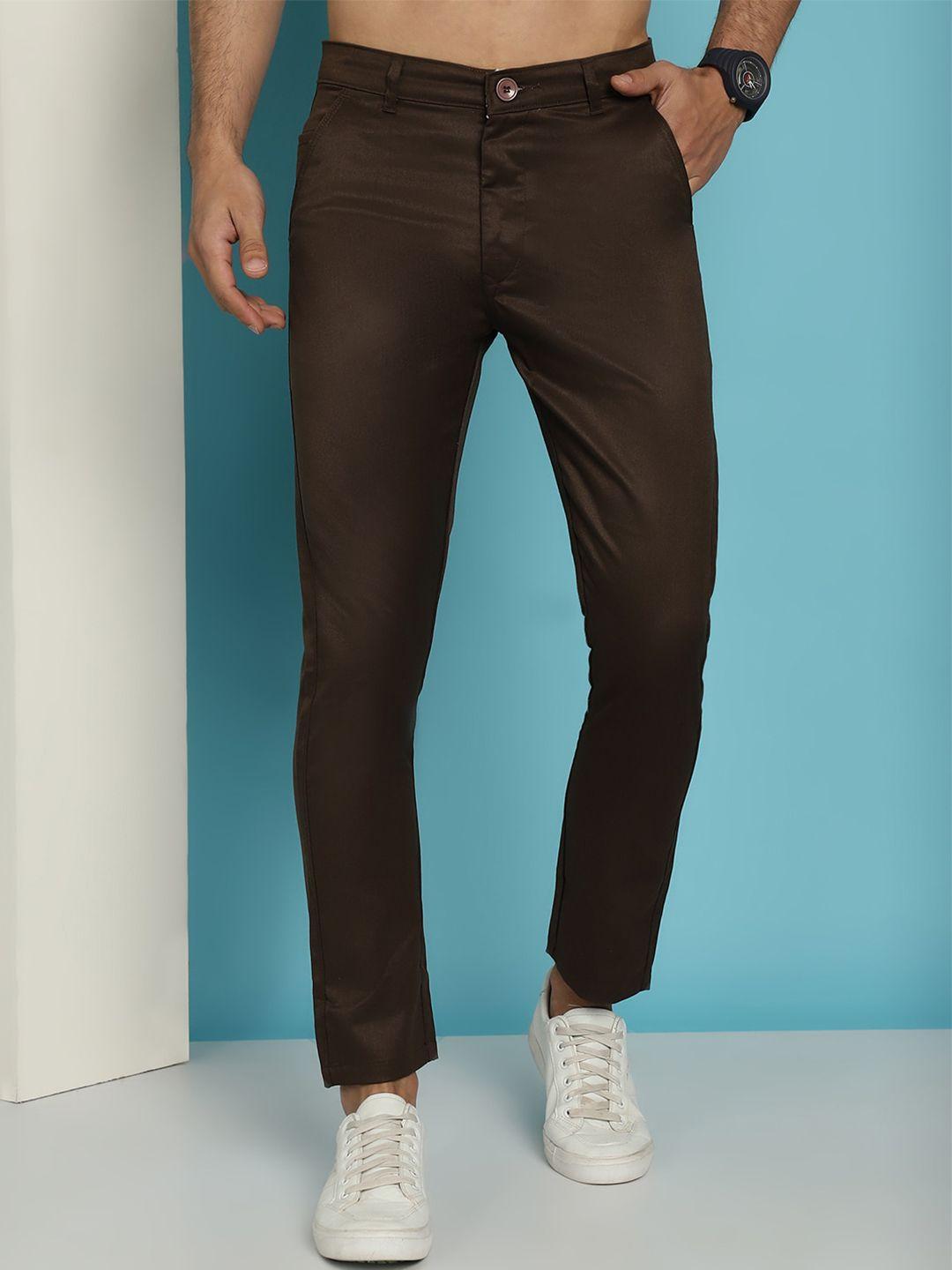 indian needle men flat front mid rise relaxed tapered fit casual chinos trousers