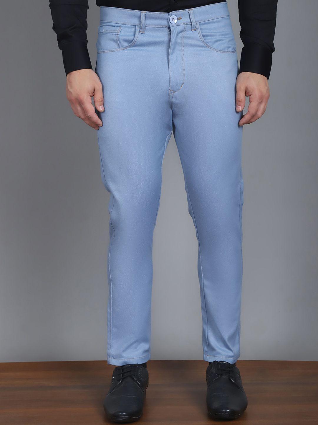 indian needle men relaxed cotton tapered fit easy wash formal trousers