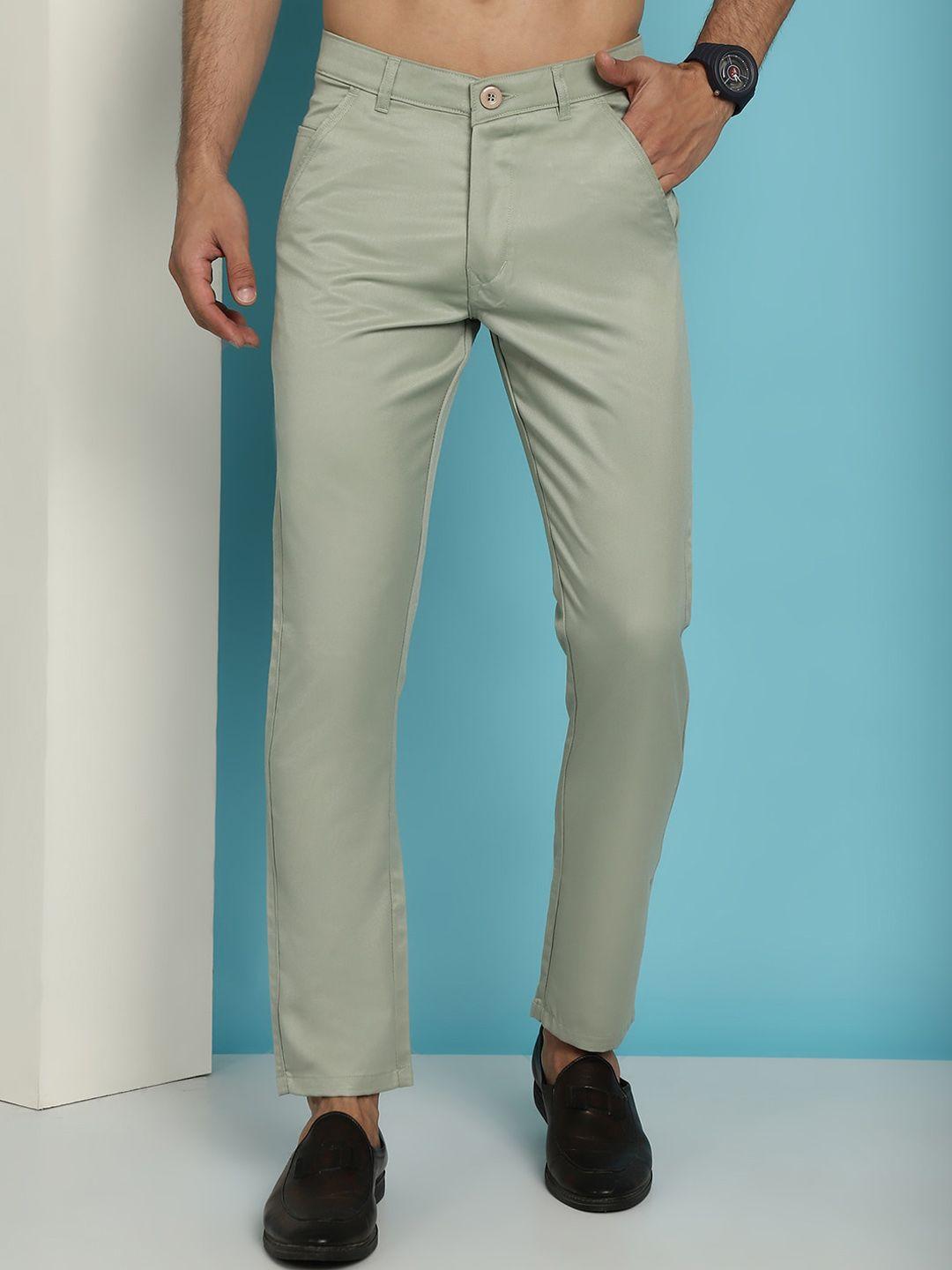 indian needle men relaxed cotton tapered fit easy wash trousers