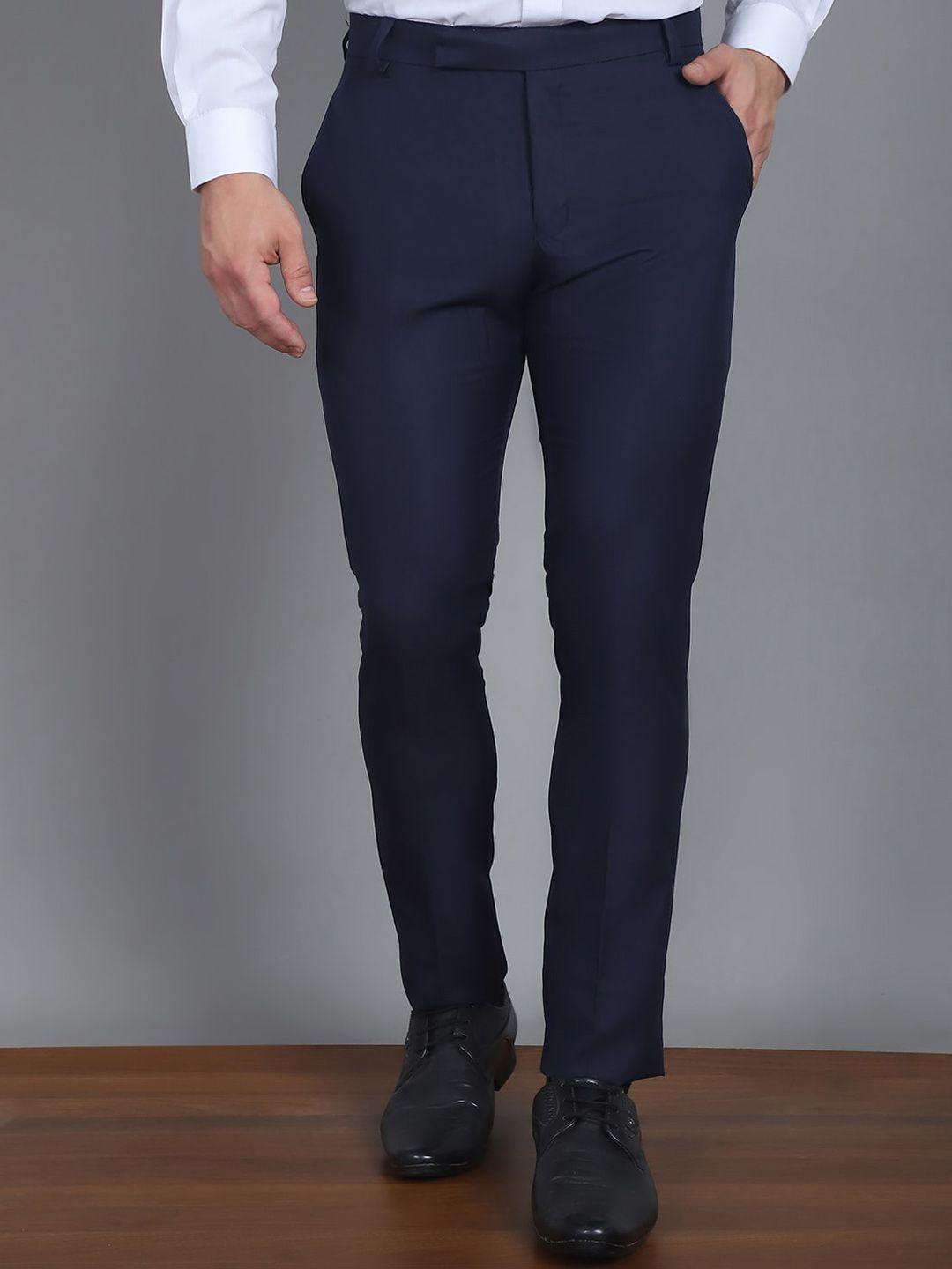 indian needle men relaxed tapered fit cotton easy wash formal trouser