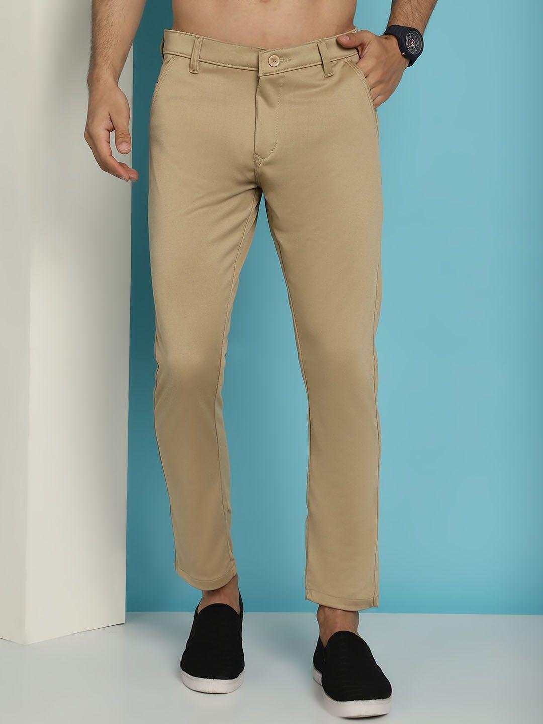 indian needle men relaxed tapered fit cotton easy wash trouser