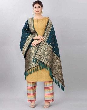 indian pattern dupatta with tassels