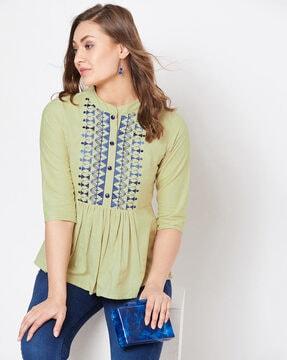 indian pattern tunic with embroidered accent