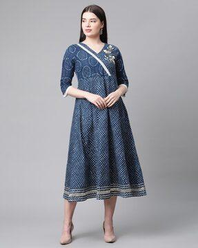 indian print a-line dress