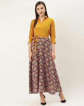 indian print a-line dress