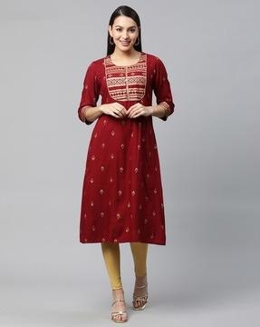 indian print a-line kurta