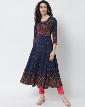 indian print anarkali kurta