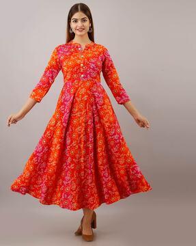 indian print bracelet sleeves gown dress