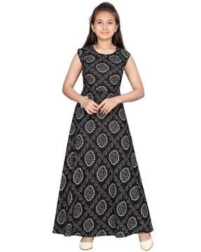 indian print cap sleeves a-line dress