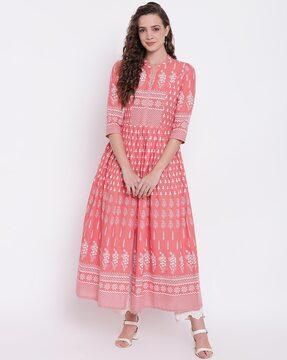 indian print flared kurta