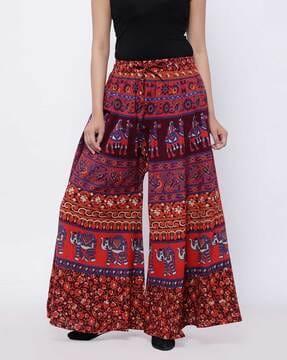 indian print flared palazzos