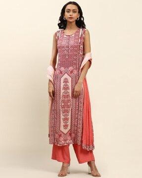 indian print kurta suit set