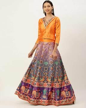 indian print lehenga choli set with dupatta